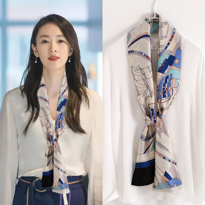 Ribbon Scarves  Women&#039;s Accessories Neck Scarf Hair Band High Sense Long Scarves Female Stewardess Neck Vintage Tie