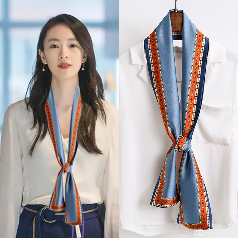Ribbon Scarves  Women&#039;s Accessories Neck Scarf Hair Band High Sense Long Scarves Female Stewardess Neck Vintage Tie