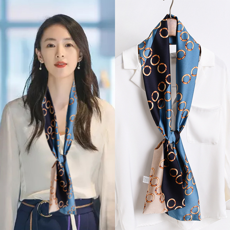 Ribbon Scarves  Women&#039;s Accessories Neck Scarf Hair Band High Sense Long Scarves Female Stewardess Neck Vintage Tie