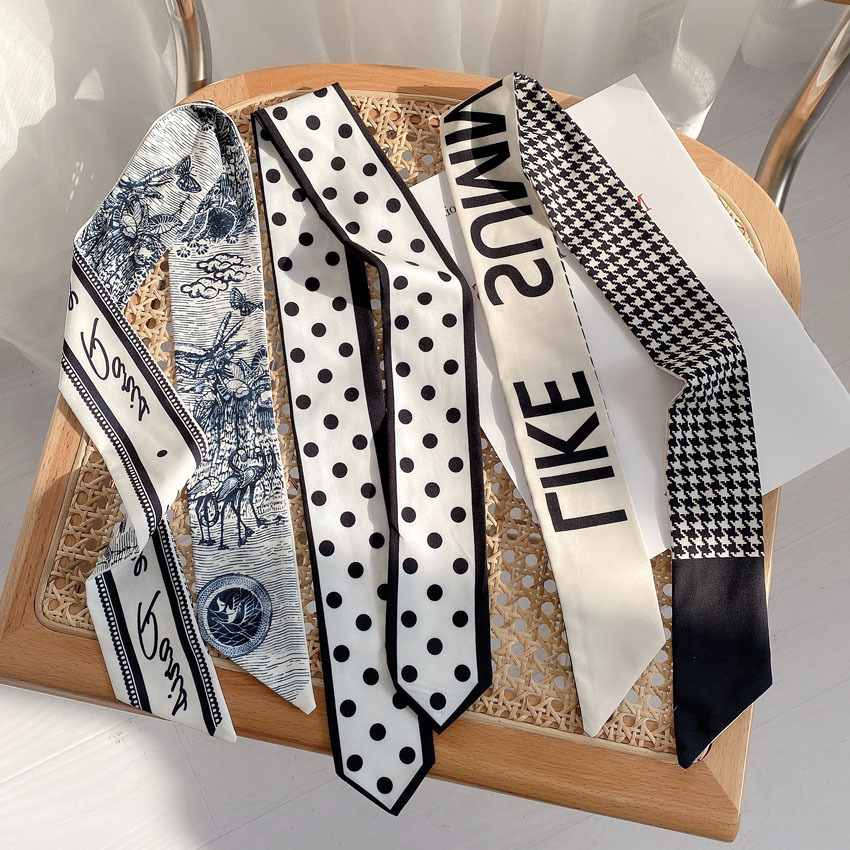 Ribbon Scarves Bag Ribbon with Bag Strap Hair Band Summer Gentle Retro French Style Small Long Belt Scarf Head
