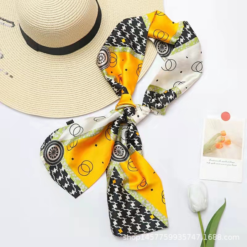 Autumn Satin Ribbon Long Silk Scarf Small Scarf Women&#039;s Long Ornaments Scarf Rectangular Tie Gift Gift Chiffon Scarves