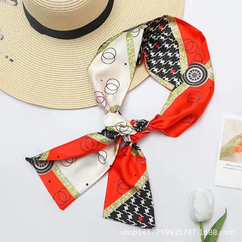 Autumn Satin Ribbon Long Silk Scarf Small Scarf Women&#039;s Long Ornaments Scarf Rectangular Tie Gift Gift Chiffon Scarves