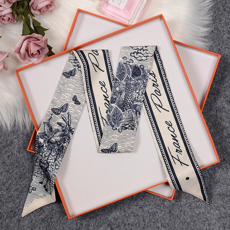 New Style Hair Band Silk Scarf Women&#039;s All-Match Emulation Silk Scarf Tie Ribbon Scarves