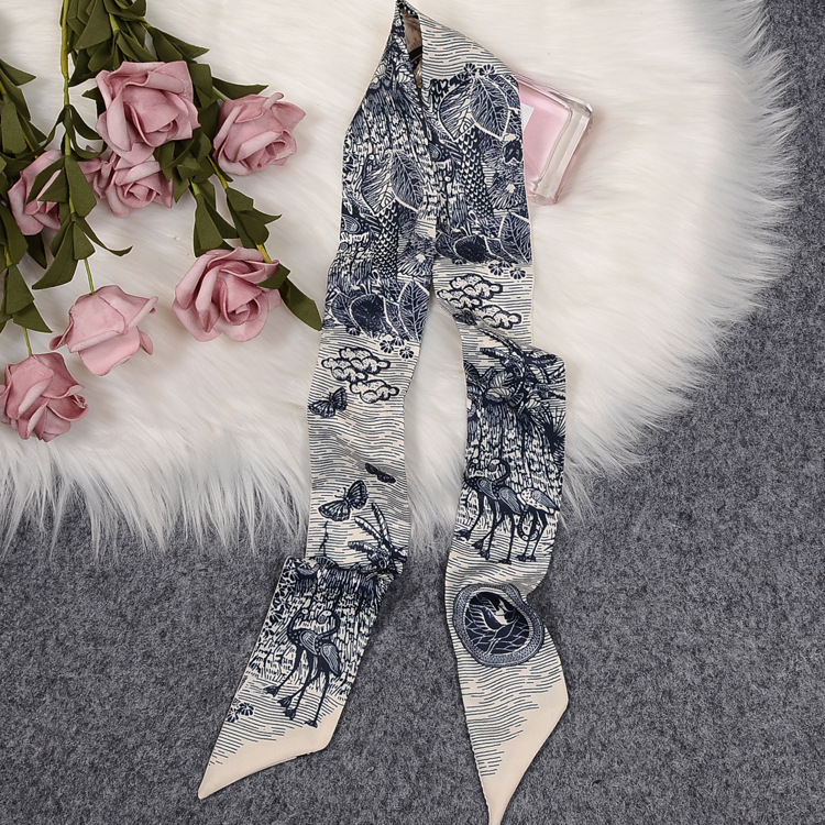 New Style Hair Band Silk Scarf Women&#039;s All-Match Emulation Silk Scarf Tie Ribbon Scarves