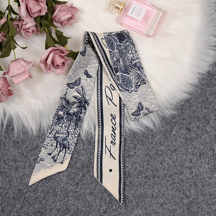 New Style Hair Band Silk Scarf Women&#039;s All-Match Emulation Silk Scarf Tie Ribbon Scarves