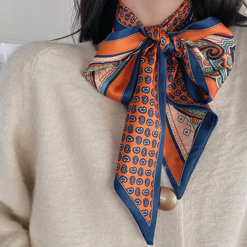 Ribbon Scarves Spring and Autumn Strip Thin and All-Matching Decorative Korean Thin Narrow Scarf Arm Bag Ribbon