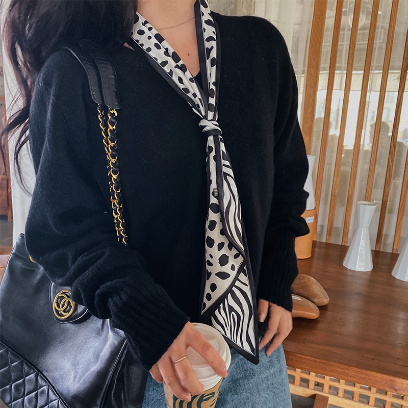 Ribbon Scarves Spring and Autumn Strip Thin and All-Matching Decorative Korean Thin Narrow Scarf Arm Bag Ribbon