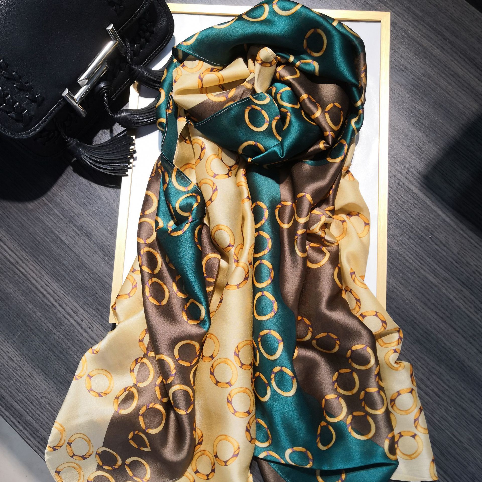 New Spring and Summer High-End Imitated Silk Scarves Women&#039;s Korean Style Scarf Printed Gift Silk Ethnic Style Shawl Beach Towel