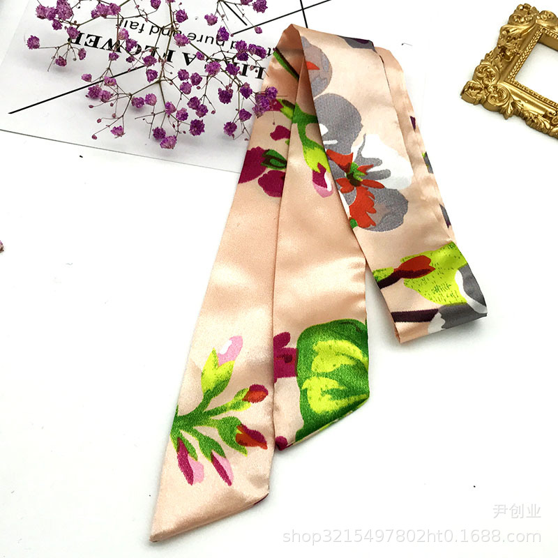  Fashion All-Match Simulation Silk Scarf Creative Handbag Handle Wrap Slender Model Bow Tie Clothing Gift Silk Scarves