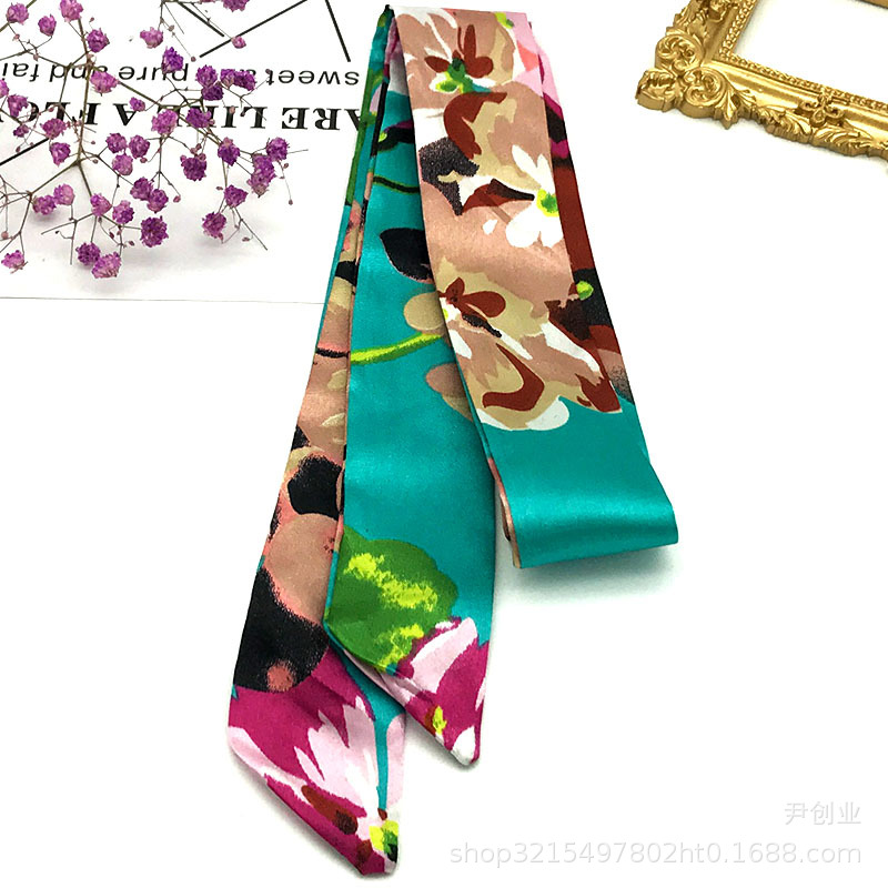  Fashion All-Match Simulation Silk Scarf Creative Handbag Handle Wrap Slender Model Bow Tie Clothing Gift Silk Scarves