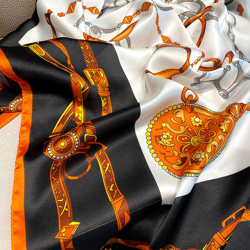 Women&#039;s Anti-DDoS Scarf Spring and Summer Korean New Printed Imitated Silk Scarves Warm Decorative Long Air Conditioning Shawl