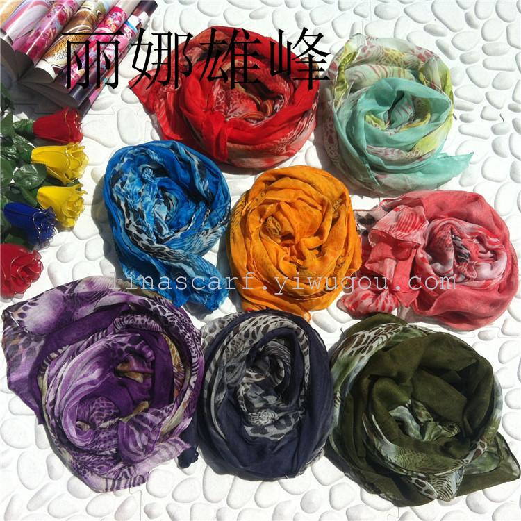 Bali Lena yarn women&#039;s Silk scarves silk scarves in the summer the Korean version of Leopard silk scarf