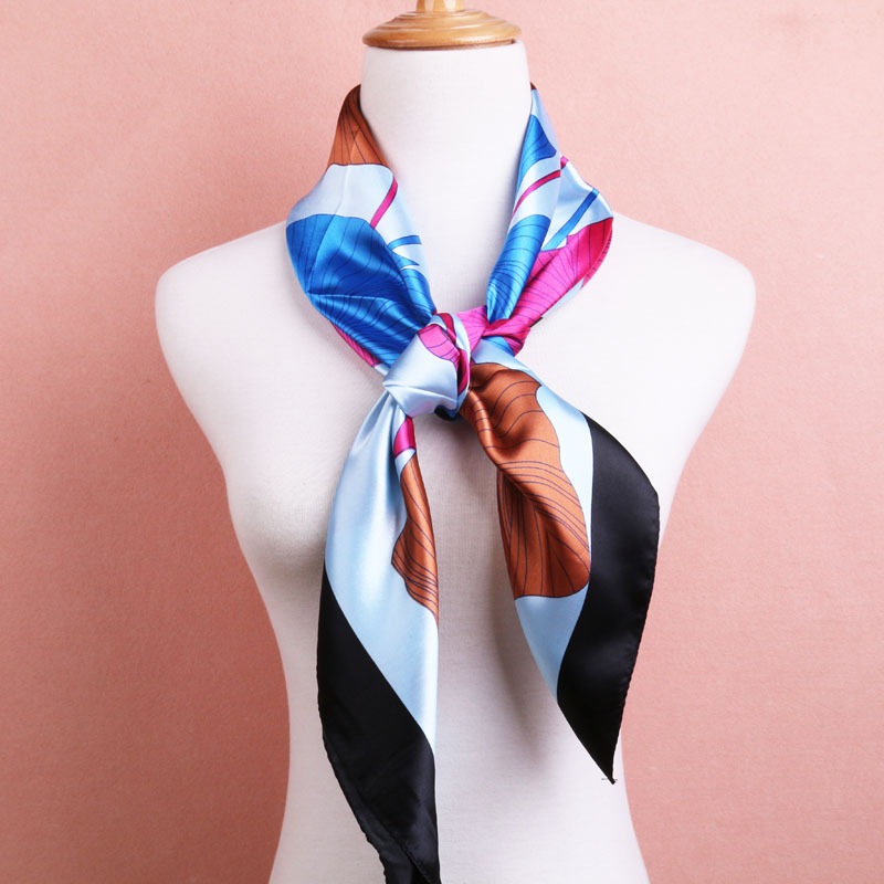  Quality 90cm Large Kerchief Satin Silk Scarf Hangzhou Silk Chinese Style European and American Style Scarf Silk Scarves