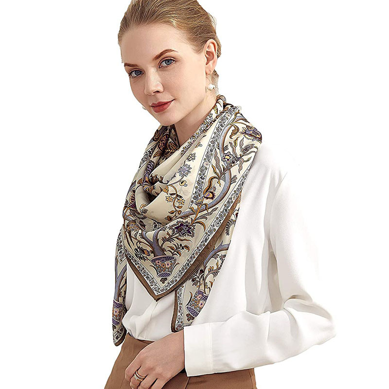 Silk Scarf Logo Artificial Silk Digital Printed Small Square Scarf Long Ribbon Enterprise Gift Scarf Silk Scarves