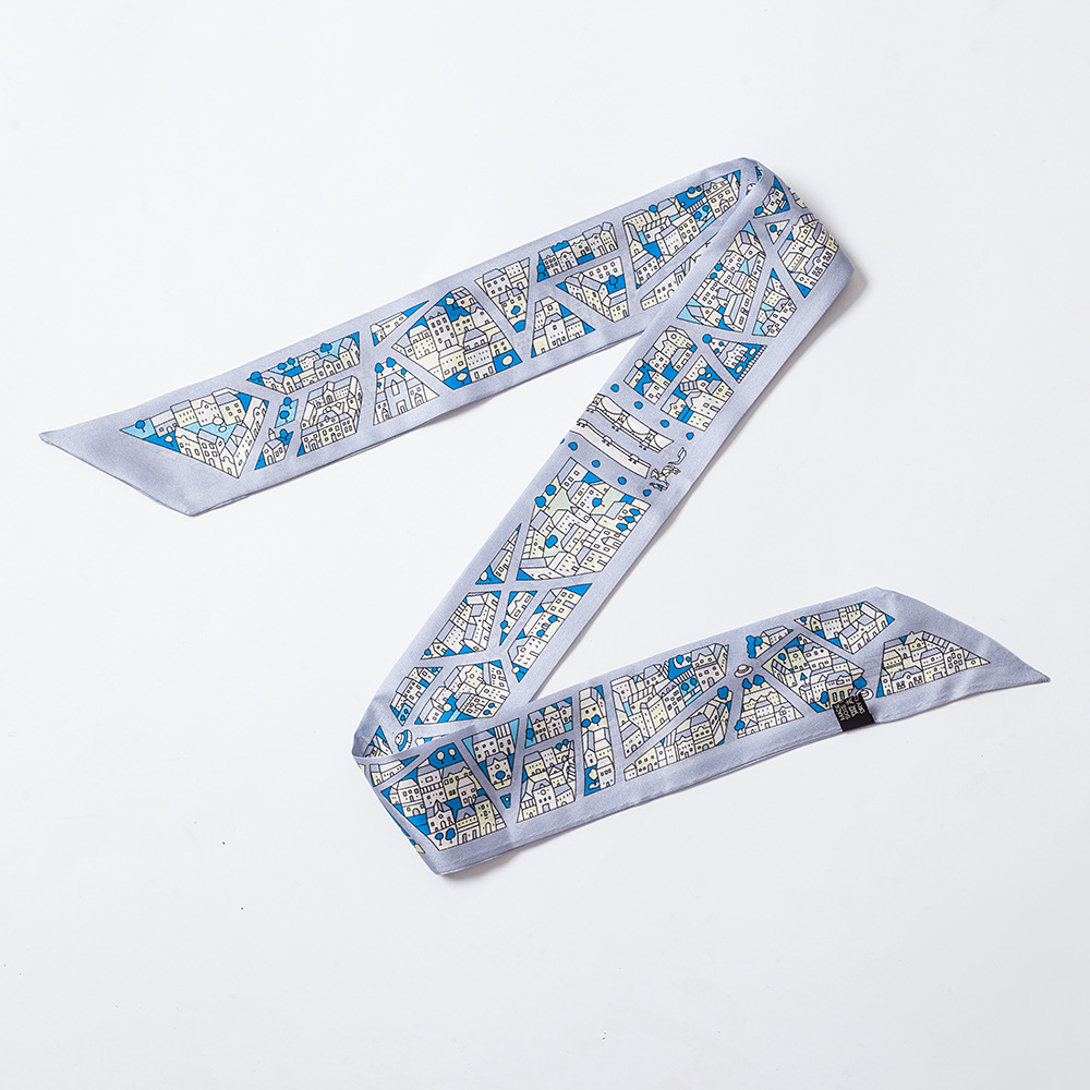 French Style Retro Elegant Small Long Silk Scarf Female Spring and Summer Comely Ribbon Scarves