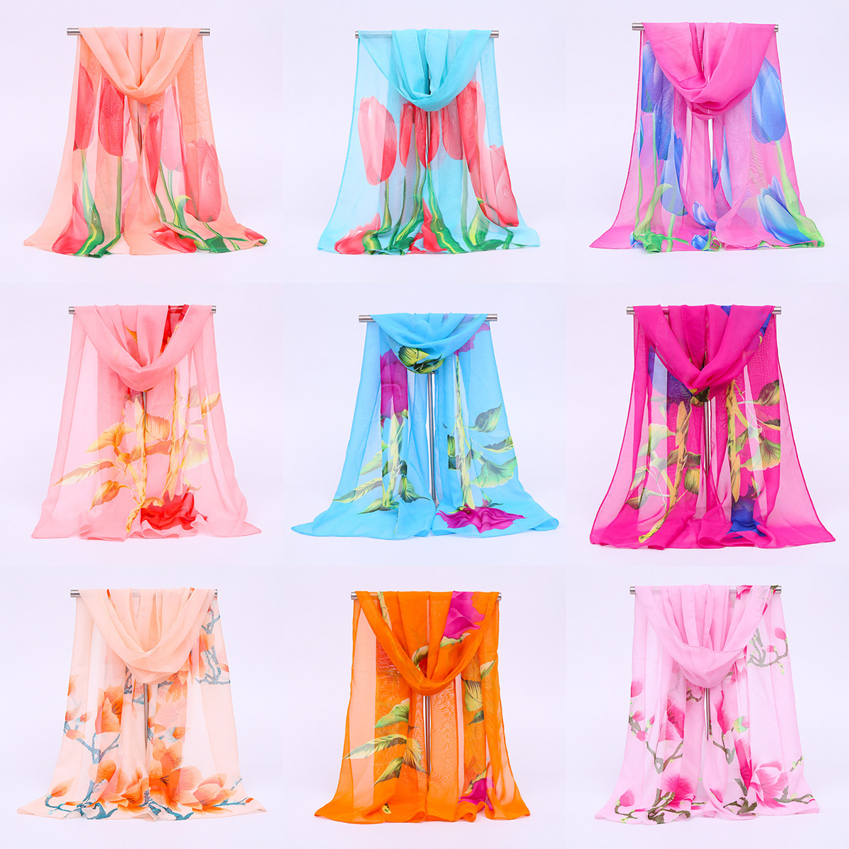  Long Women&#039;s Spring and Summer Batch Zero Decoration Sun Protection Keeping Warm Silk Scarf Mixed Batch Chiffon Scarves