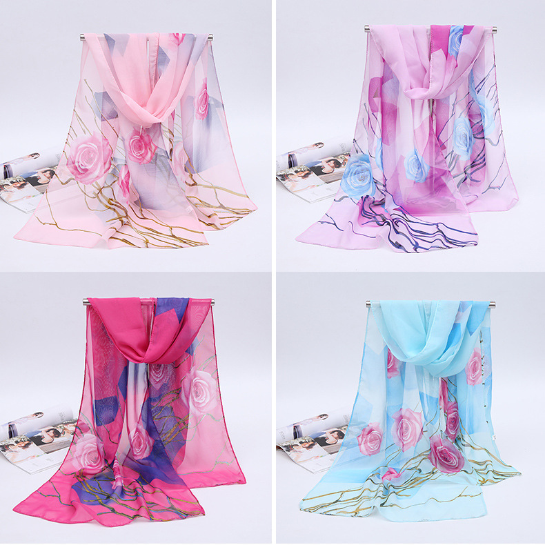  Long Women&#039;s Spring and Summer Batch Zero Decoration Sun Protection Keeping Warm Silk Scarf Mixed Batch Chiffon Scarves