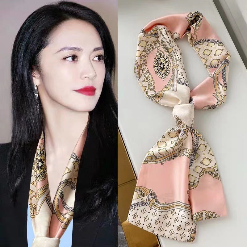 Strip Small Silk Scarf Scarf Business Scarf Fashion Decorative Satin Floral Small Square Towel Small Scarf Silk Scarves