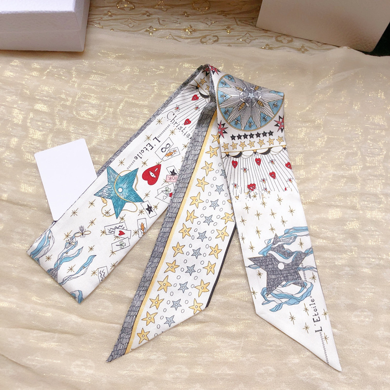 Silk Scarf Women&#039;s Presbyopic Letter H Mulberry Silk Small Silk Ribbon Ribbon Ribbon Scarves