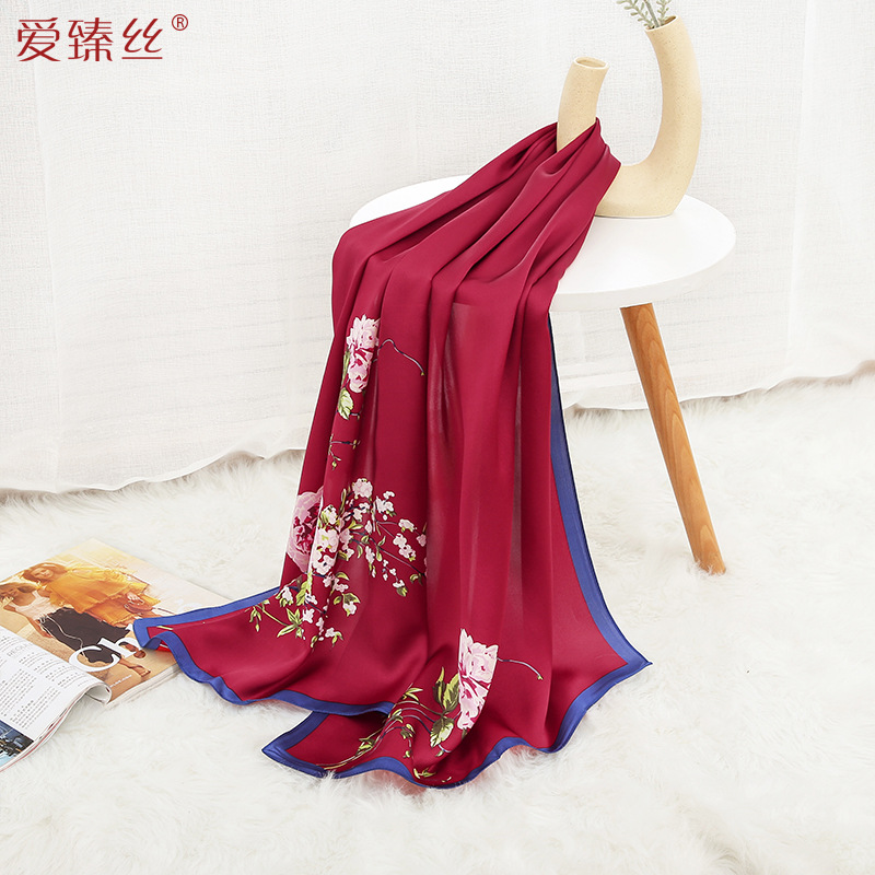 Silk All-Match Spring and Autumn Mulberry Silk Scarf Mom Shawl Scarf Suzhou Silk Gift Giving Presents Printing Scarves