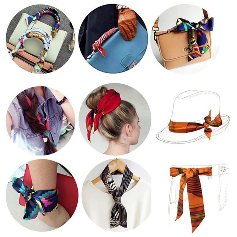 Ribbon Scarves  Belt Decoration Small Silk Ribbon Tied Bag Silk Scarf Fashion Hair Band Handbag Strap Scarf