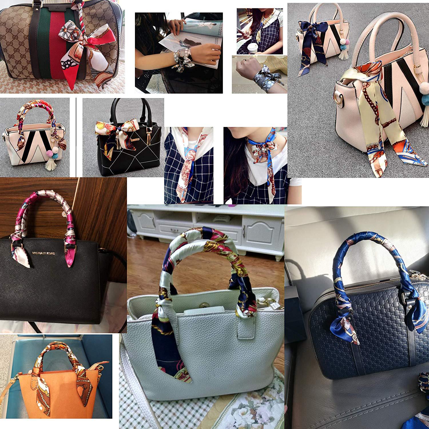 Ribbon Scarves  Belt Decoration Small Silk Ribbon Tied Bag Silk Scarf Fashion Hair Band Handbag Strap Scarf