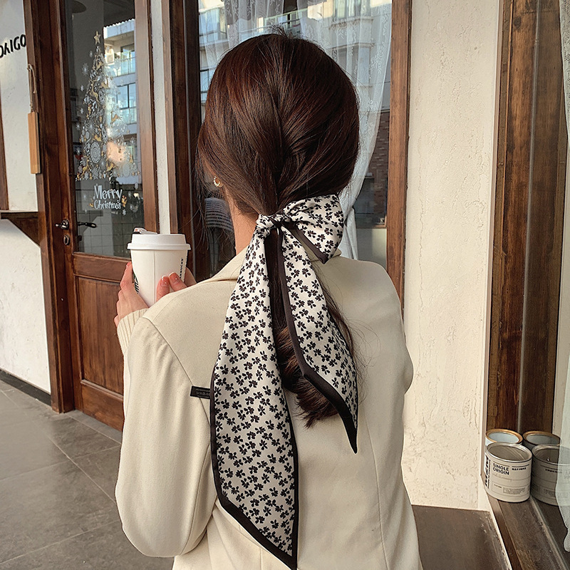 New Style Hair Band Silk Scarf Women&#039;s Spring and Autumn Korean Thin Narrow Hair Band Strip Ribbon Scarves