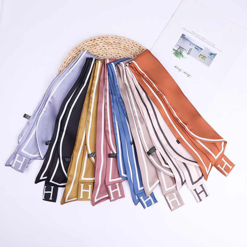 Ribbon Scarves Women&#039;s Scarf Letter H All-Match Small Scarf Arm Bag Handle Small Silk Ribbon Clothing Accessories Ribbon