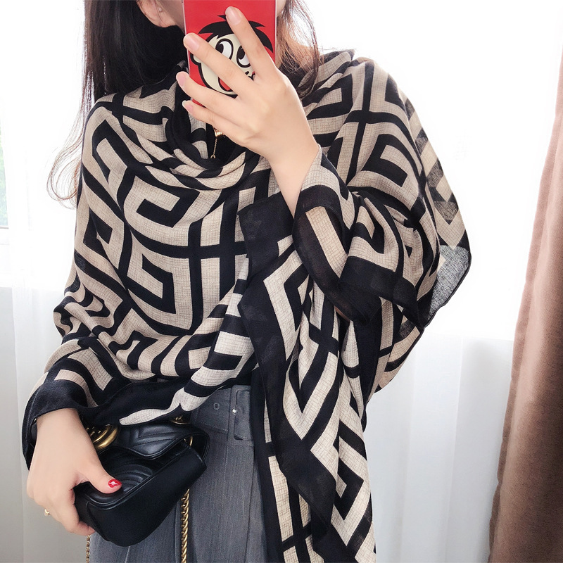 Cotton Linen Scarves  Spring and Autumn Thin Winter Fashionable Shawl All-Match Silk Scarf Warm Scarf Ins Fashion