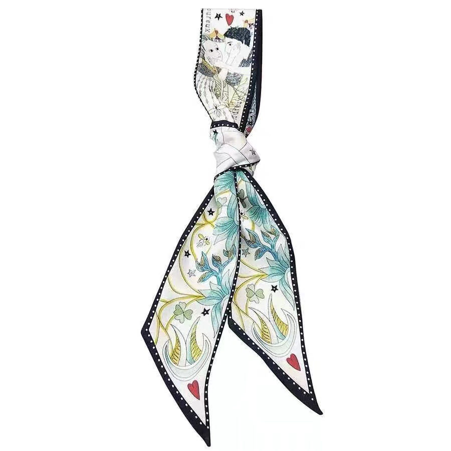 Women&#039;s Long Silk Scarf Autumn and Winter Fashionable Arm Bag Ribbon All-Matching Ribbon Scarves