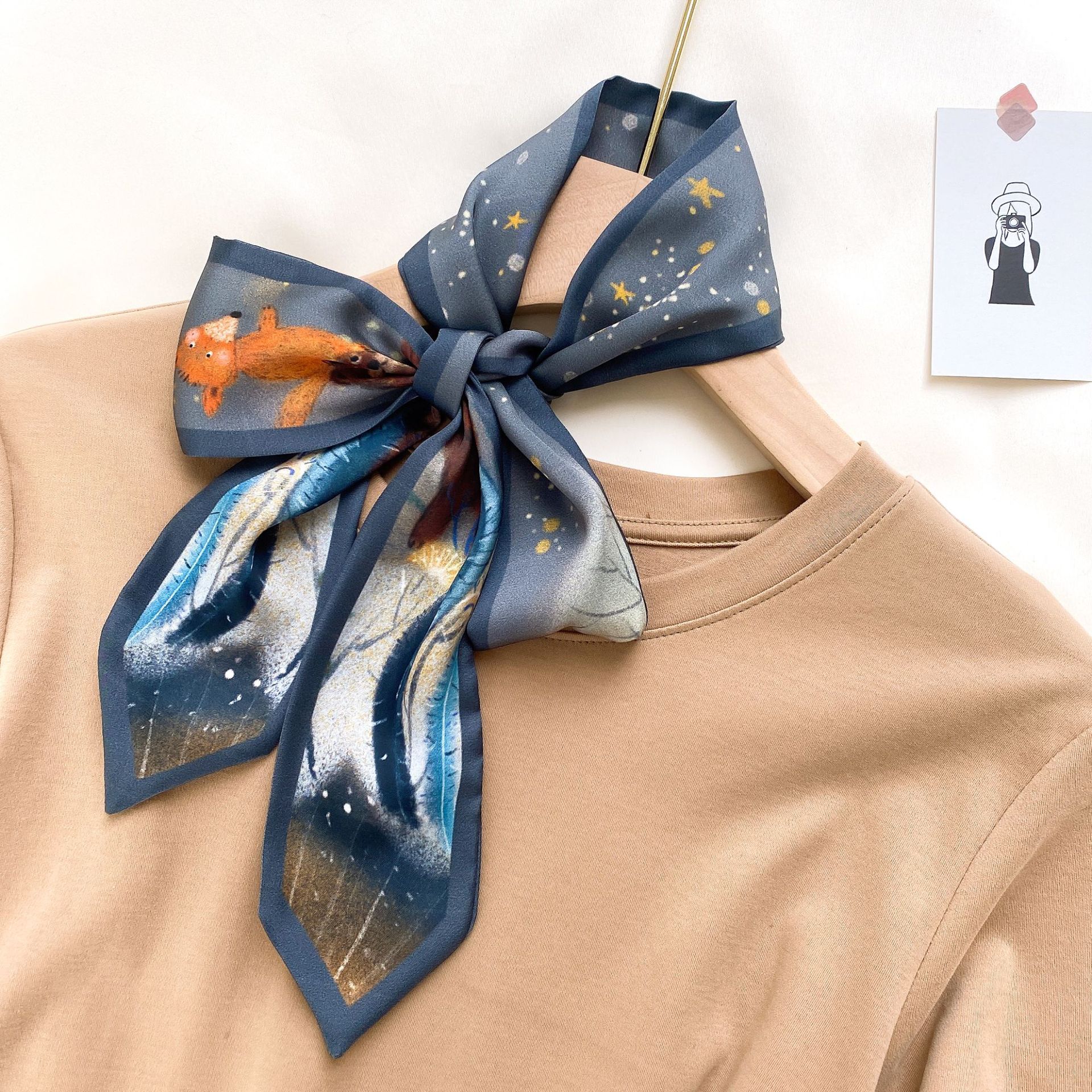 Small Silk Scarf Female Hair Band Korean Style Simple Thin Narrow Long Ribbon Spring and Ribbon Scarves