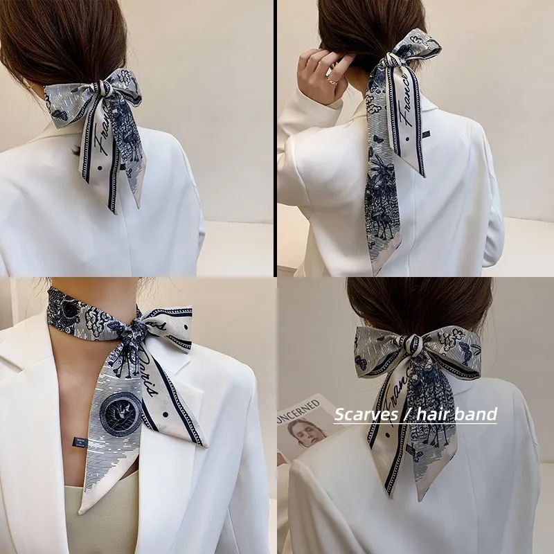 Ribbon Scarves Long Scarf Female French Elegant Small Silk Scarf Trendy Student Retro High-Grade Ribbon Arm Bag Ribbon