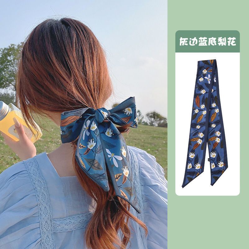 Fruit Tie-up Hair Silk Scarf Female All-Matching Graceful Internet Celebrity Tie Hair Band Small Ribbon Scarves