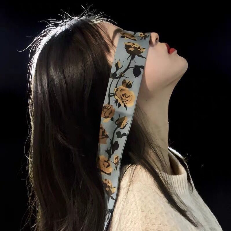Fruit Tie-up Hair Silk Scarf Female All-Matching Graceful Internet Celebrity Tie Hair Band Small Ribbon Scarves