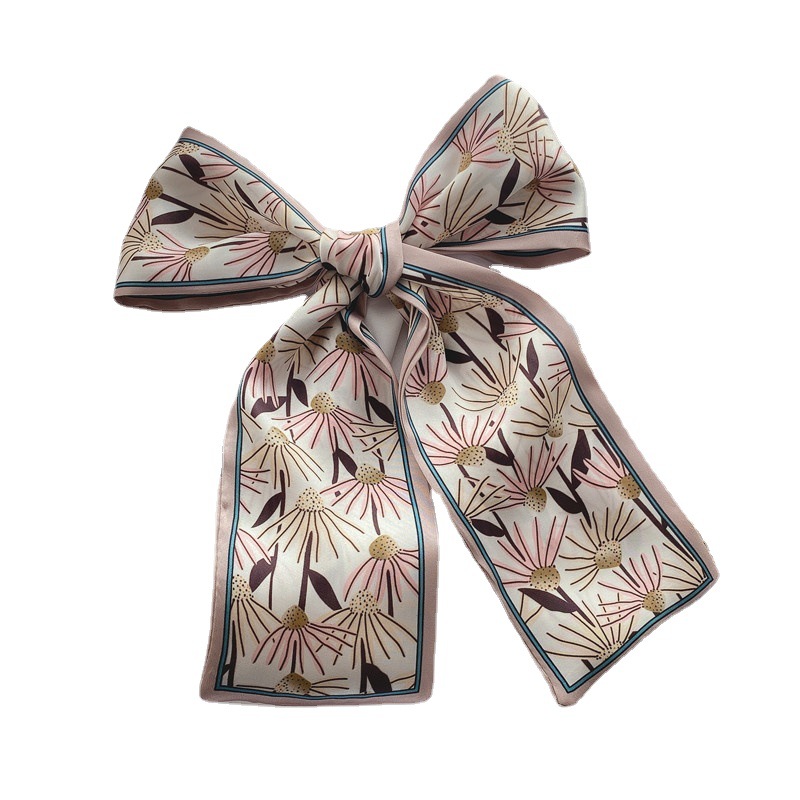 Small Silk Scarf Women&#039;s Spring and Autumn French Hair Band All-Match Artificial Silk Retro Ribbon Ribbon Scarves Scarf