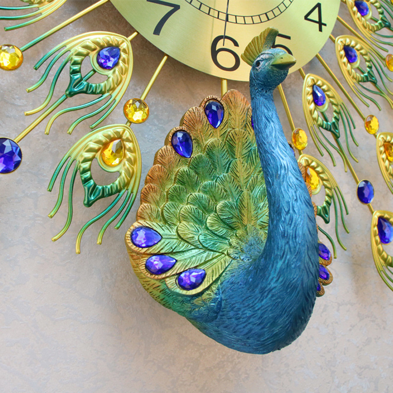 One Red Peacock Wall Clock Living Room Creative Clocks Household Mute Personality Pocket Watch Quartz Clock Clock Wholesale Foreign Trade