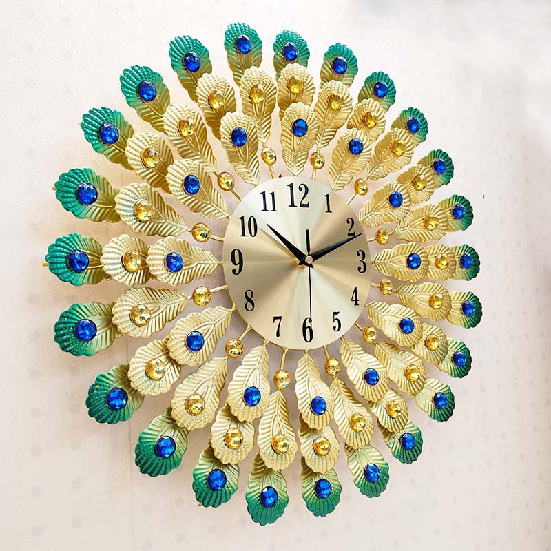 One Red Peacock Wall Clock Living Room Creative Clocks Household Mute Personality Pocket Watch Quartz Clock Clock Wholesale Foreign Trade