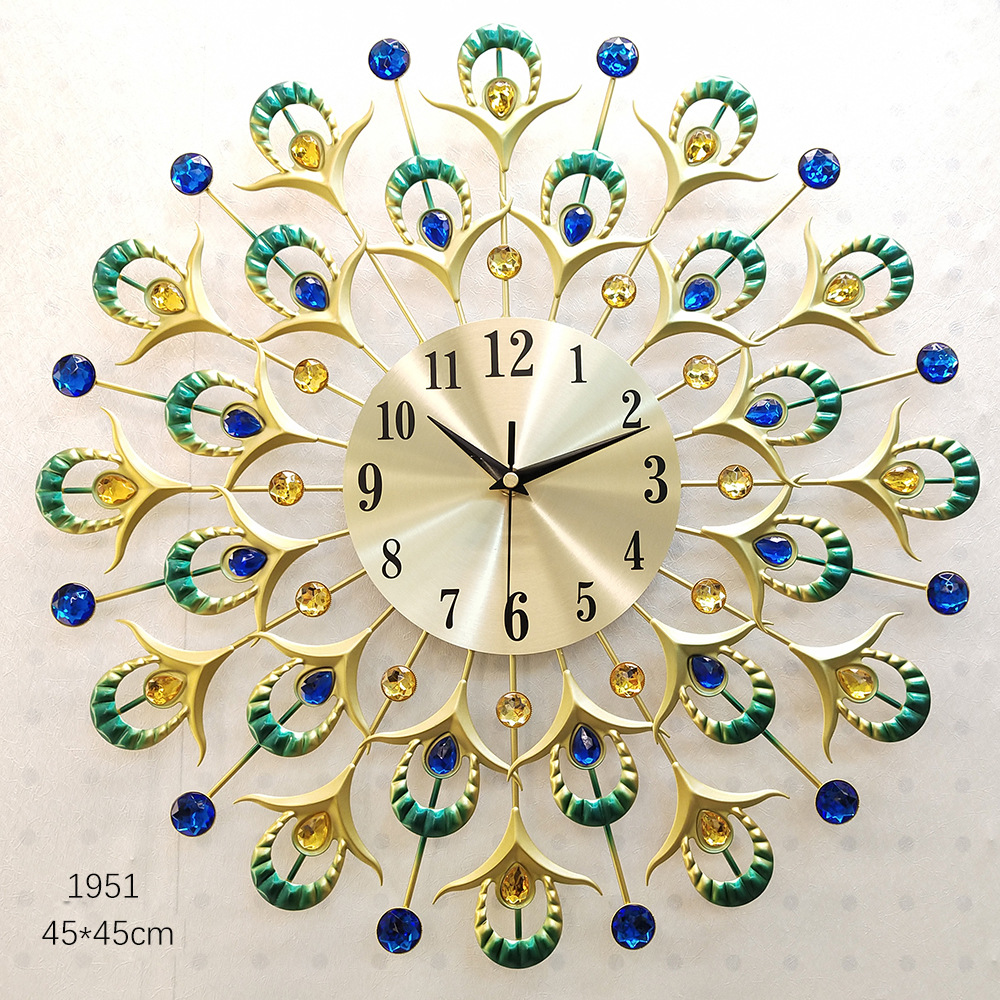 One Red Peacock Wall Clock Living Room Creative Clocks Household Mute Personality Pocket Watch Quartz Clock Clock Wholesale Foreign Trade