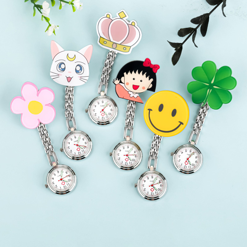 Nurse&#039;s Watch Cute Smiley Face Cartoon Pocket Watch Pocket Watch Male and Female Students Exam Doctor Chest Watch Watch Luminous Pocket Watch