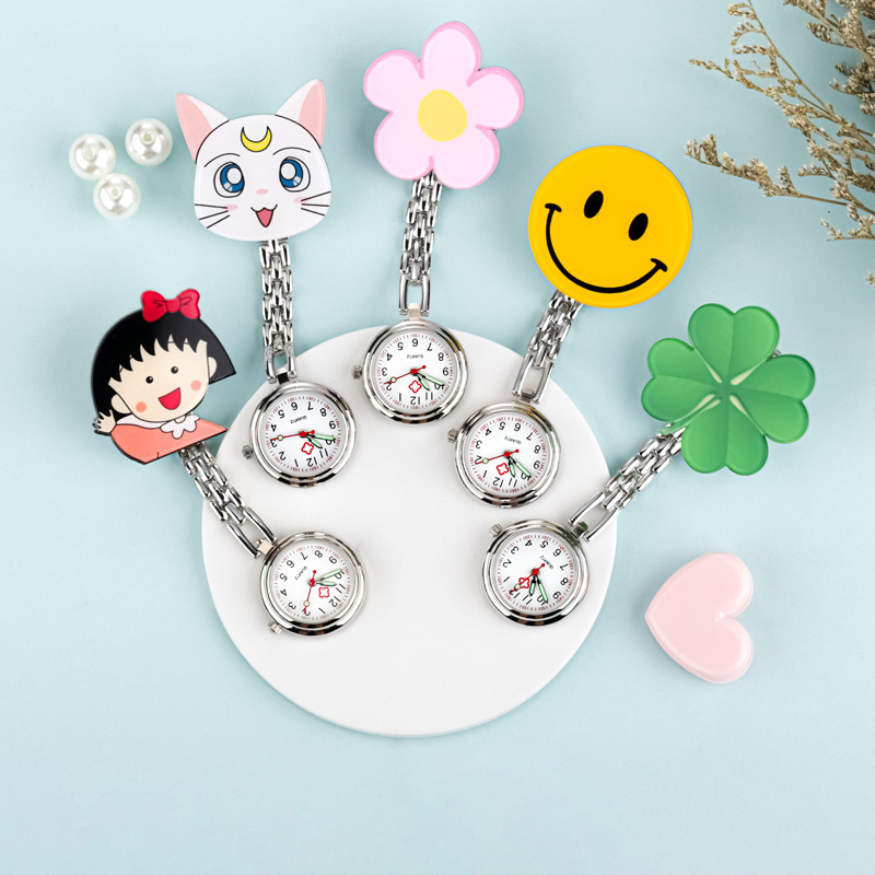 Nurse&#039;s Watch Cute Smiley Face Cartoon Pocket Watch Pocket Watch Male and Female Students Exam Doctor Chest Watch Watch Luminous Pocket Watch
