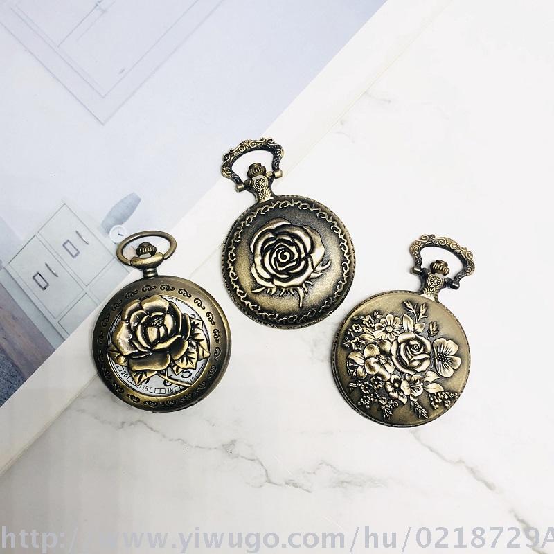 Personalized rose clamshell iron chain vintage pocket watch manufacturers direct customized travel table
