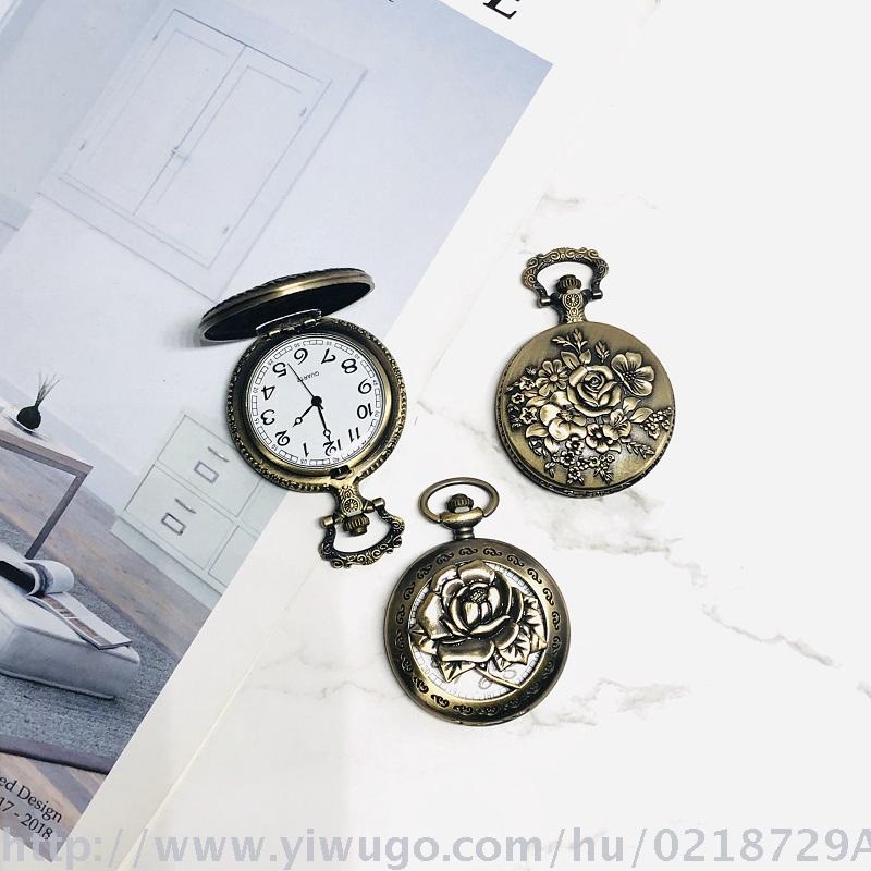 Personalized rose clamshell iron chain vintage pocket watch manufacturers direct customized travel table