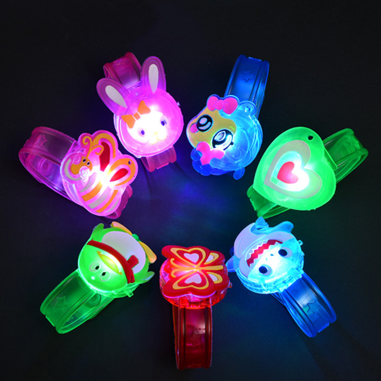 New Creative Glow Cartoon Watch Band Flash Wristband Bracelet Children&#039;s Push Gift Night Market Stall Toy