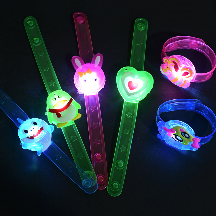 New Creative Glow Cartoon Watch Band Flash Wristband Bracelet Children&#039;s Push Gift Night Market Stall Toy