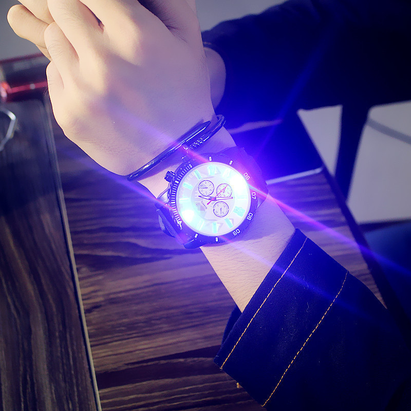 Korean Style Luminous Luminescent Lamp Watch Korean Style Fashion Trendy Led Student Trendy Man&#039;s and Glow Watch