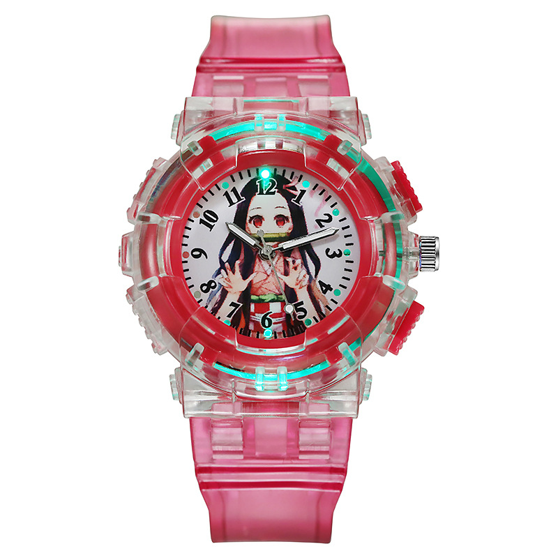 Cross-Border New Arrival Children&#039;s Watch Kimetsu No Yaiba LED Flashing Lamp Student Watch Ultraman Boy Watch Glow Watch