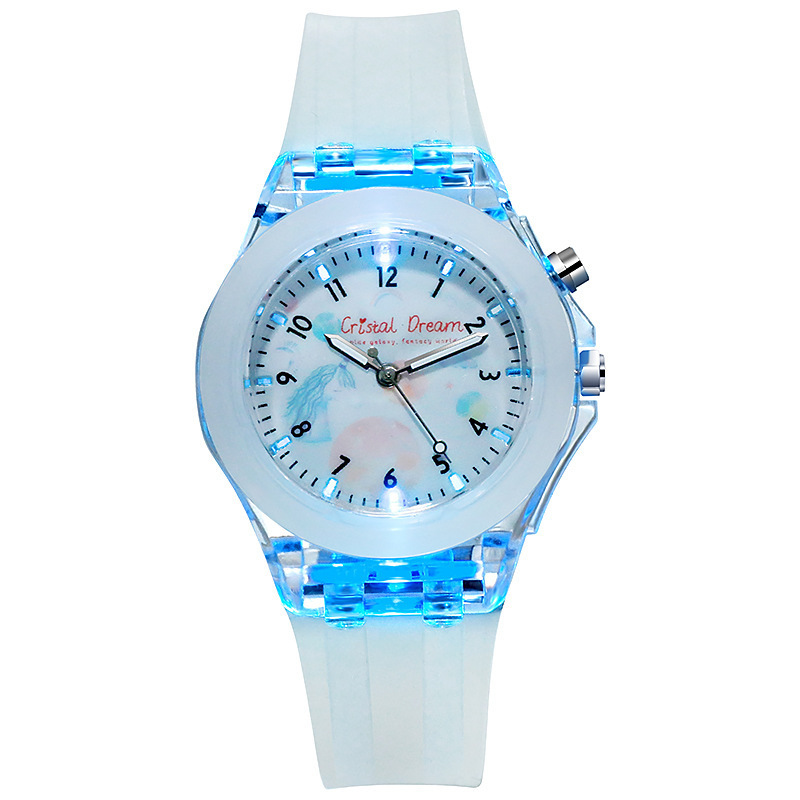 Luminous Men and Women Student Flashing Light Children&#039;s Watch Transparent Candy Glow Watch