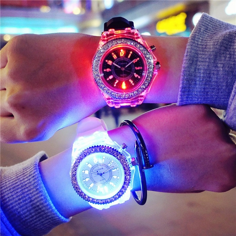Luminous Glow Silicone Watch Wholesale Women&#039;s Fashion Watch Student Watch Led Glow Watch