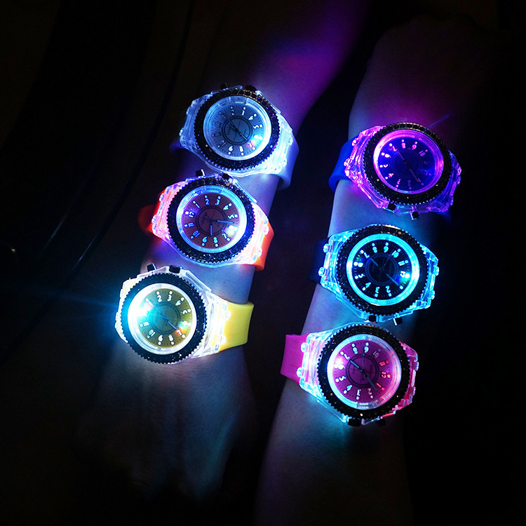 Luminous Glow Silicone Watch Wholesale Women&#039;s Fashion Watch Student Watch Led Glow Watch