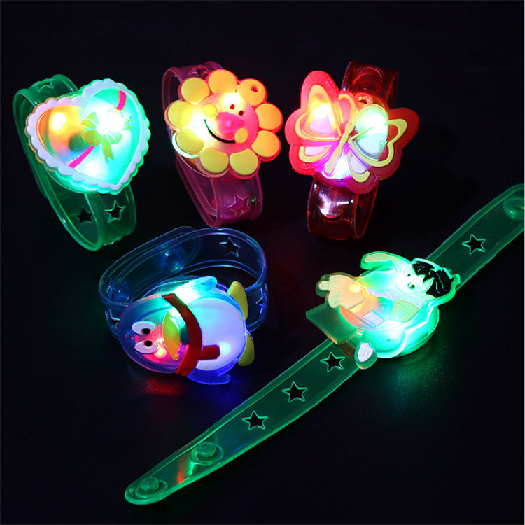 Creative Glow Cartoon Watch Strap Flash Wrist Strap Bracelet Children&#039;s Push Gift Stall Hot Selling Toys